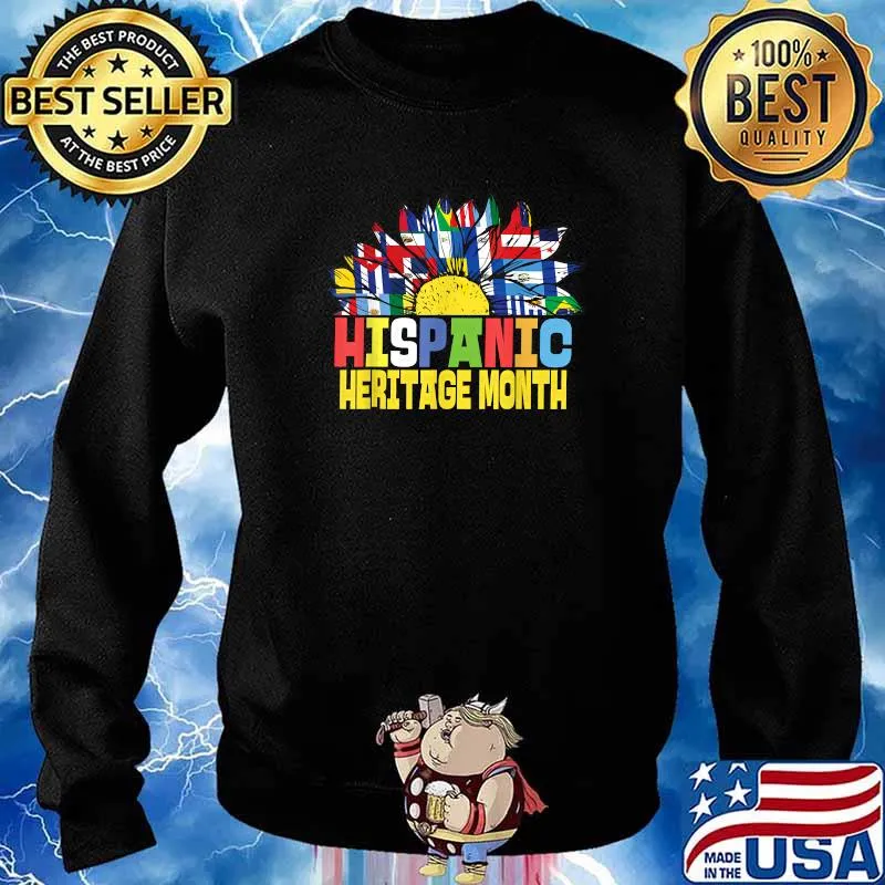 Hispanic Heritage Month All Latino Countries Half sunflower T-Shirt Sweater