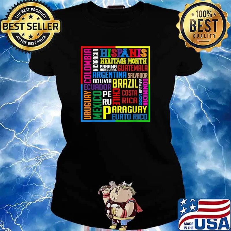 Hispanic Heritage Month Guatemala Argentina Salvador Brazil Dominican Paraguay Eutro Rico Mexico Uruguay Colombia T-Shirt Ladies tee