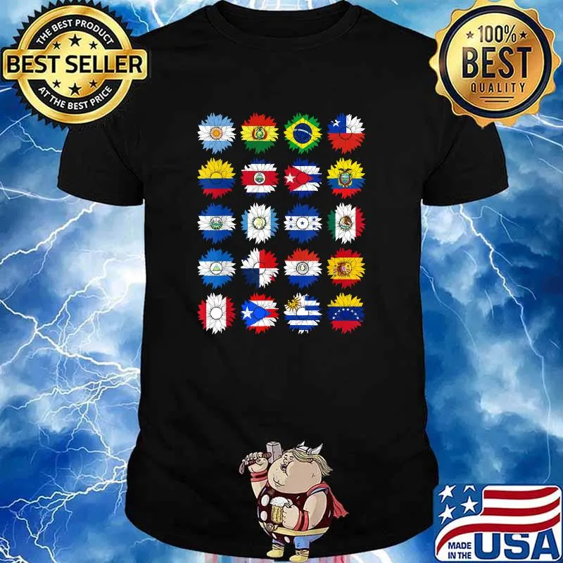 Hispanic Heritage Month Sunflowers All Countries Flags Women T-Shirt
