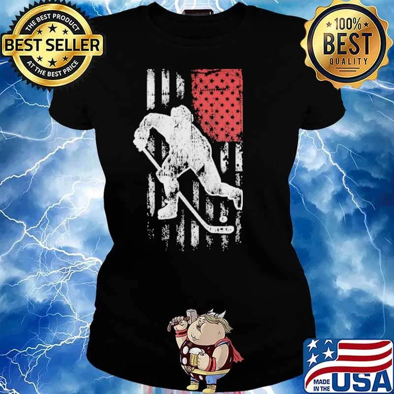 HOCKEY AMERICAN FLAG SHIRT Ladies tee