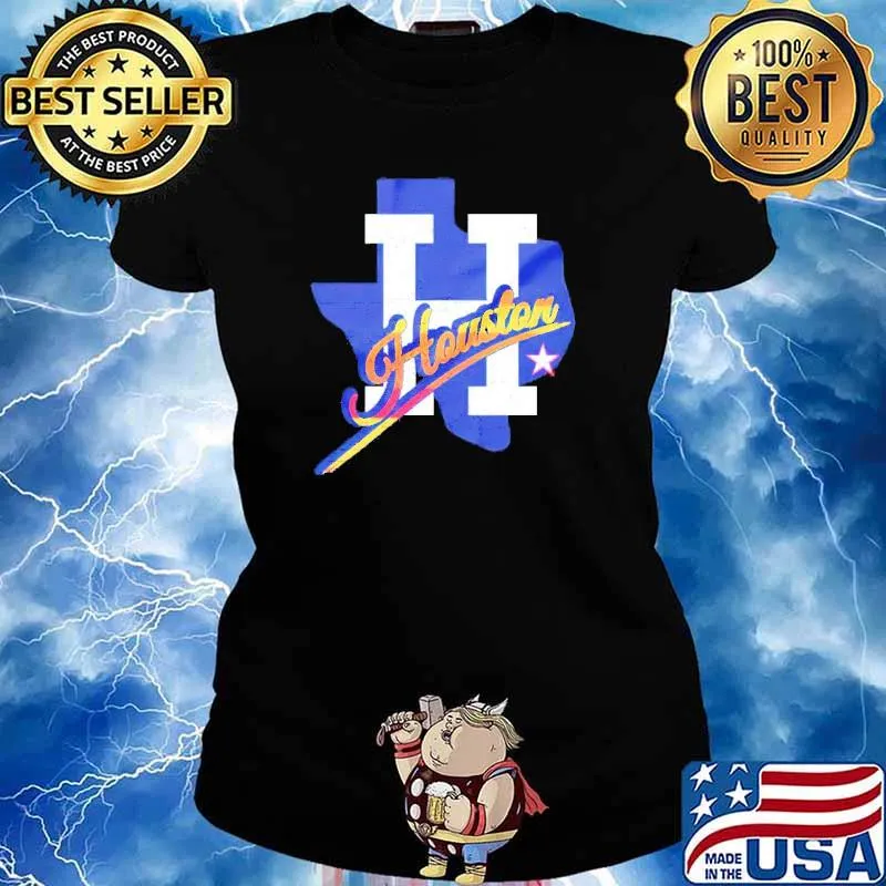 Houston Tequila Sunrise Script H Texas s Ladies tee