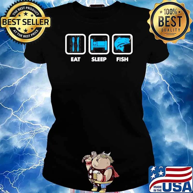 I like eat sleep and fish s Ladies tee