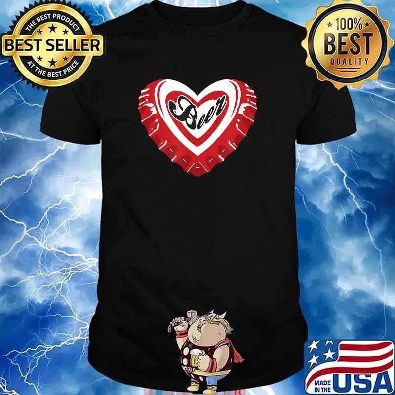 I Love Beer Red Bottle Cap Heart T-Shirt