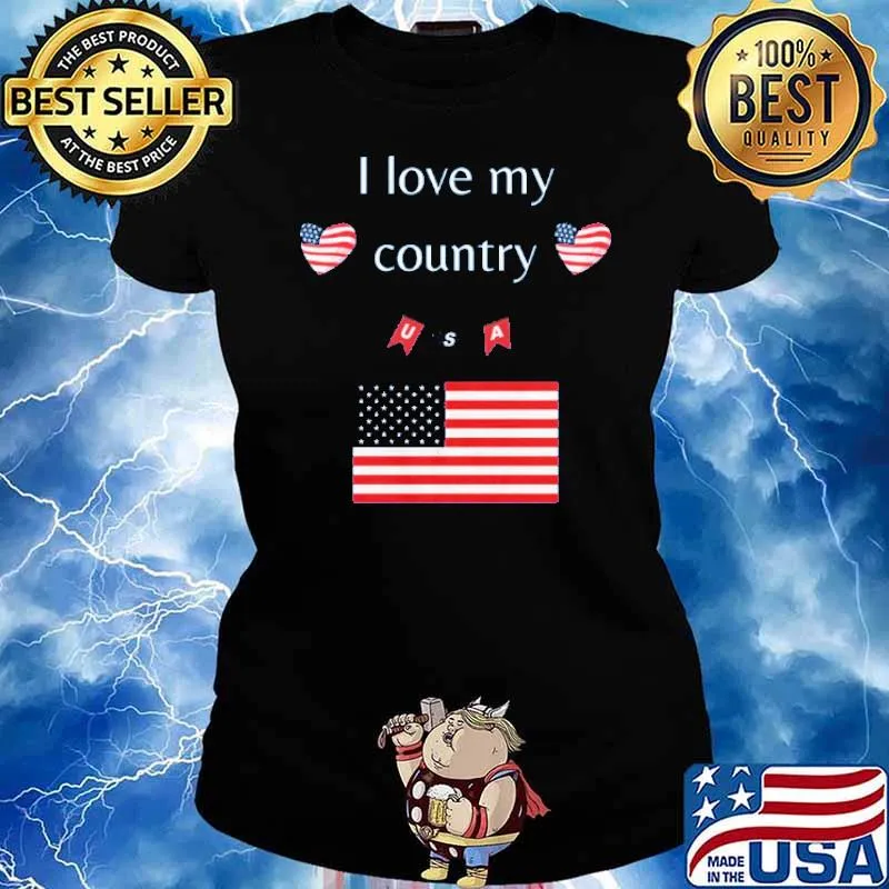 I Love My Country USA Flag Shir Ladies tee