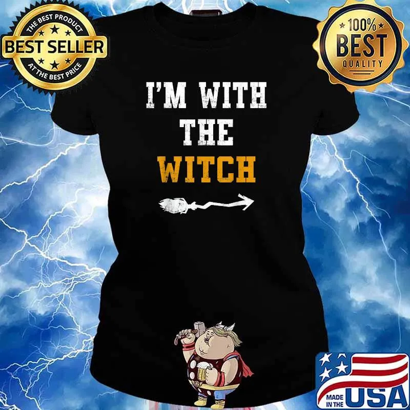 I'm With The Witch Halloween T-Shirt Ladies tee