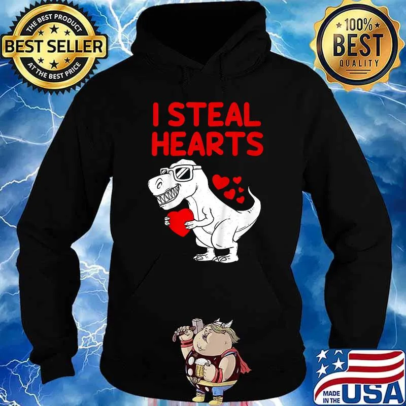 I Steal Hearts T Rex Dino Valentines Day Toddler T-Shirt Hoodie