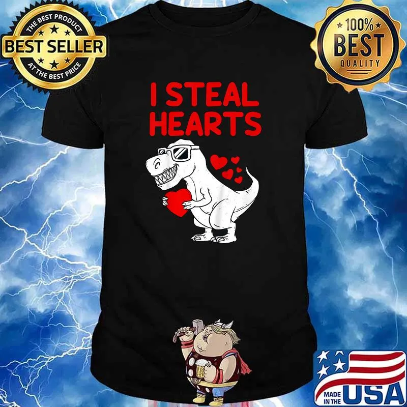 I Steal Hearts T Rex Dino Valentines Day Toddler T-Shirt
