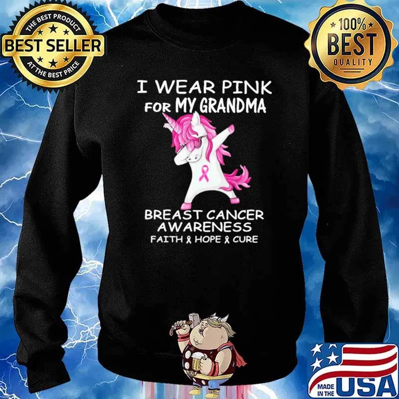I Wear Pink For My Grandma Breast Cancer Awareness Faith And Hope And Cure Unicorn Shirt Sweater