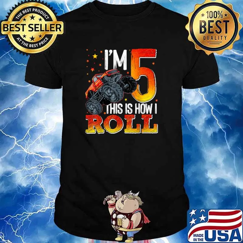 Im 5 This Is How 5 Years Old Monster Truck 5th Birthday T-Shirt