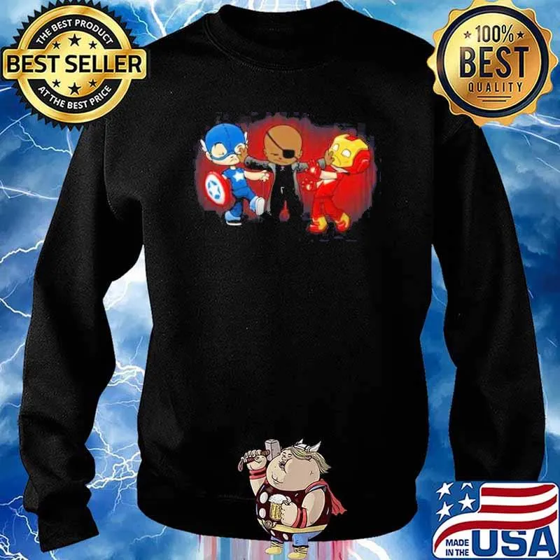 IRON MAN AND CAPTAIN AMERICA SUPER TIRESOME - MINIATURE MAYHEM SHIRT Sweater