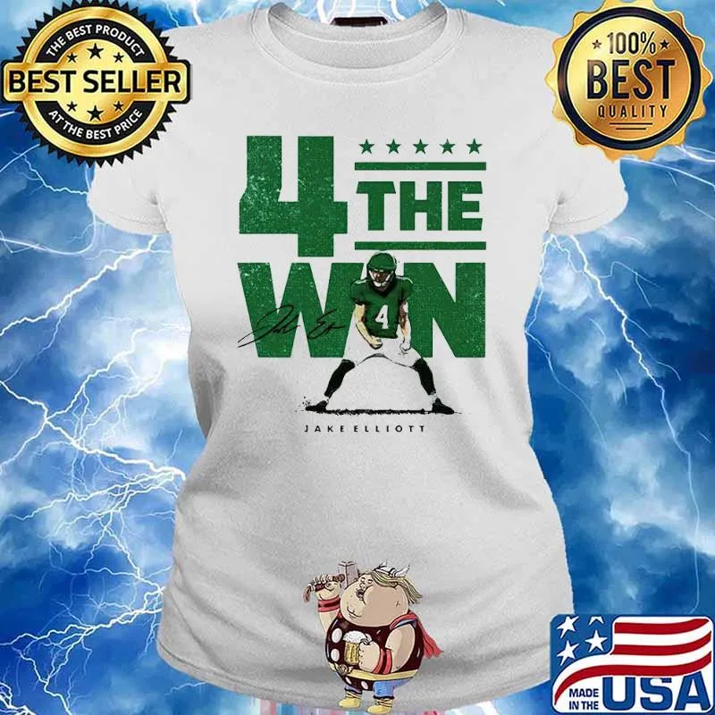 Jake Elliott Philadelphia Eagles 4 the win signature T-s Ladies tee