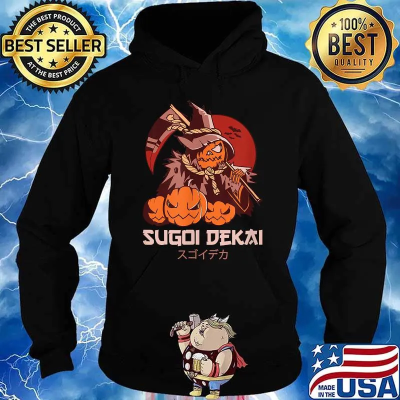 Japanese Aesthetic スゴイデカ Pumpkin Witch Blood Moon Sugoi Dekai Halloween T-Shirt Hoodie