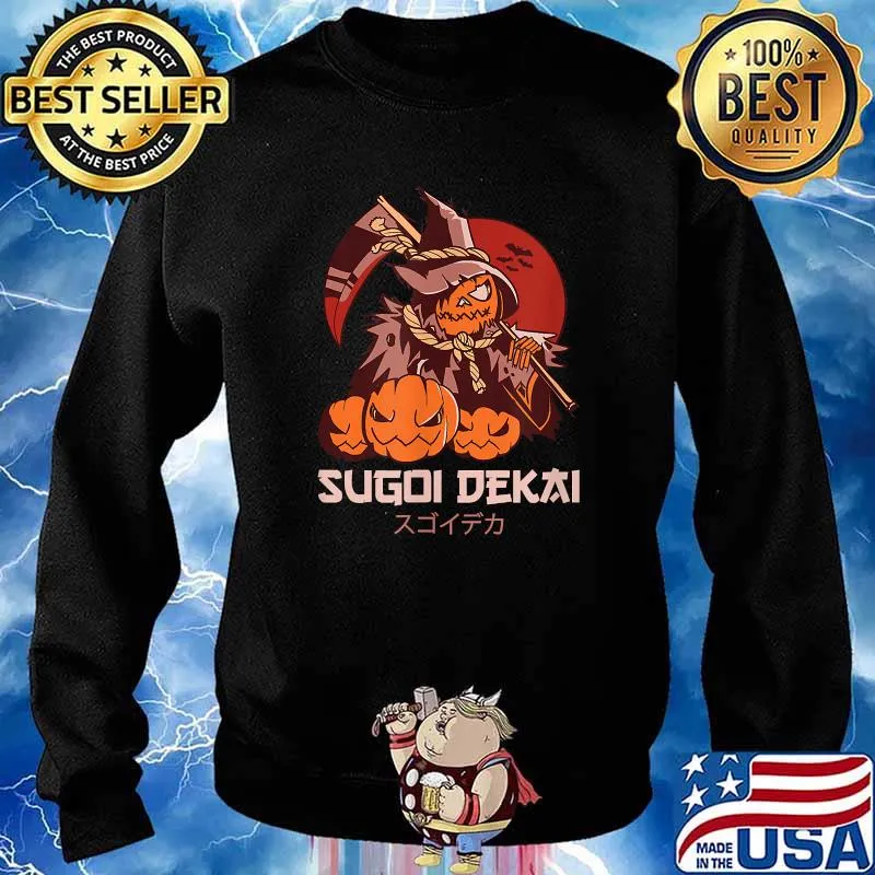 Japanese Aesthetic スゴイデカ Pumpkin Witch Blood Moon Sugoi Dekai Halloween T-Shirt Sweater