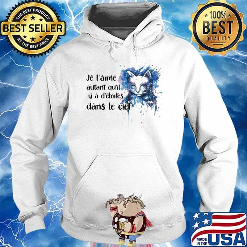 Je t'aime autant qu'il y a d'étoiles dans le ciel cat watercolor s Hoodie