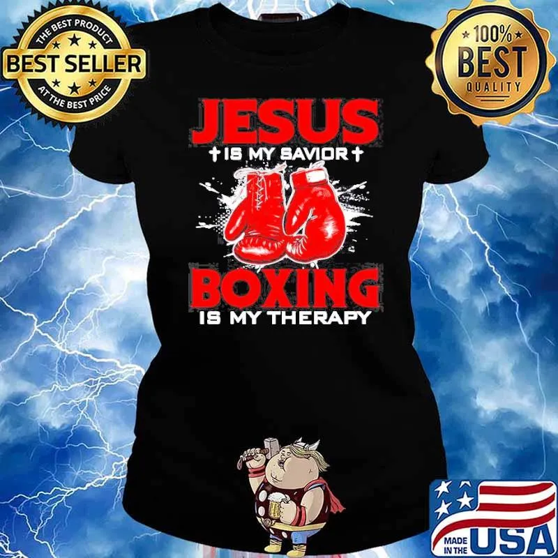 Jesus is my savior boxing is my therapy s Ladies tee