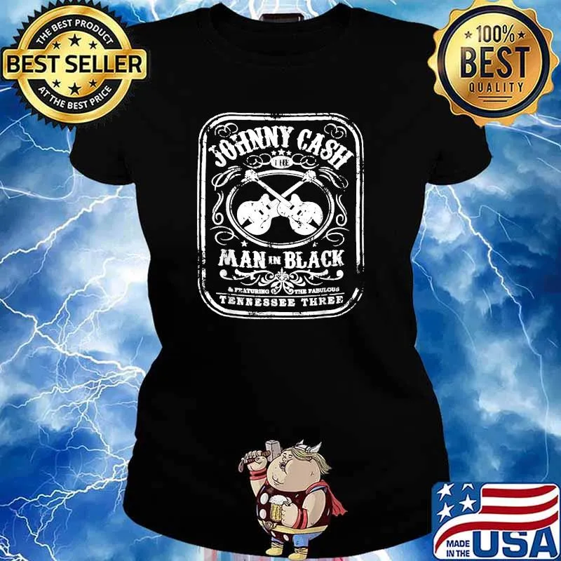 Johnny cash man in black tennessee threes T-Shirt Ladies tee