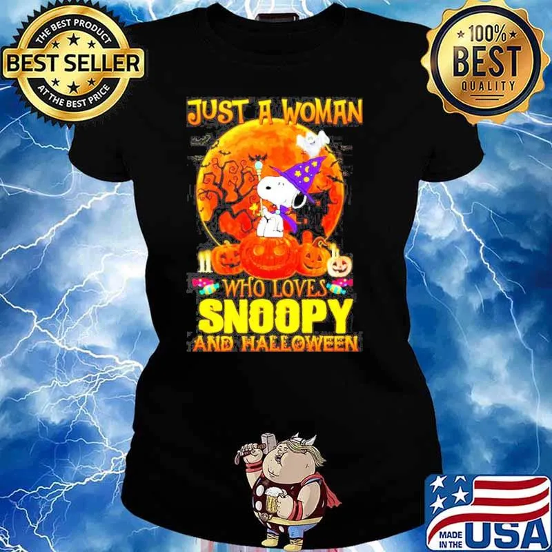 Just a woman who loves Snoopy and Halloween Shirt Ladies tee
