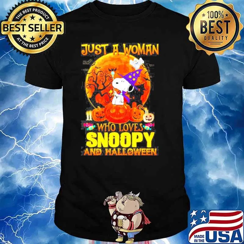 Just a woman who loves Snoopy and Halloween Shirt