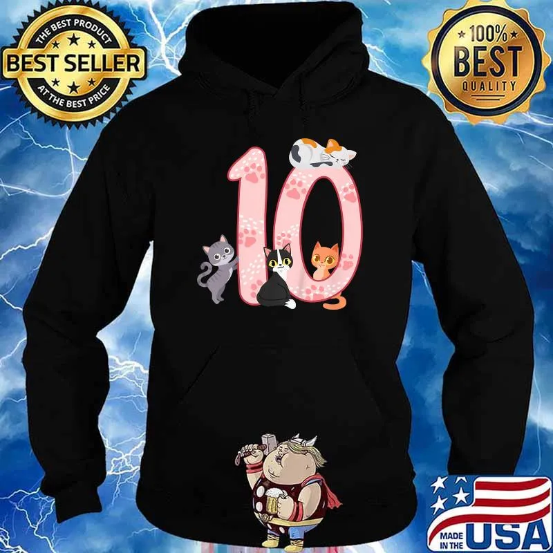 Kids 10th birthday girl cats outfit 10 years old T-Shirt Hoodie