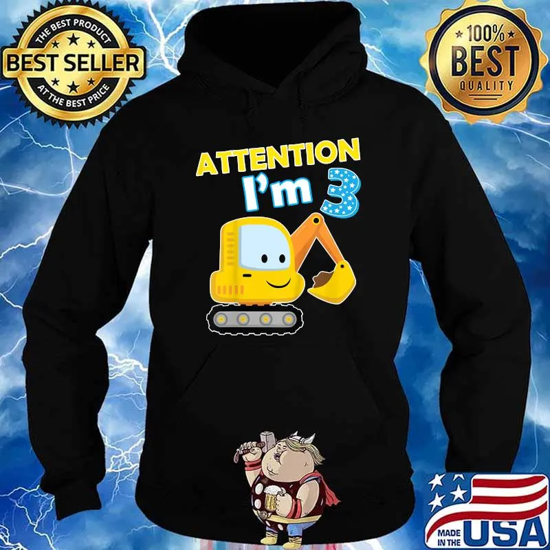 Kids Digger Three 3yr 3rd 3 Year Old Birthday Boy Girl Kid T-Shirt Hoodie