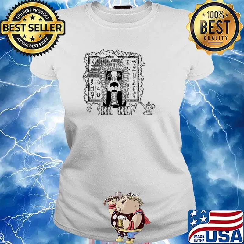 King Pup Egyptian Style Dog Design Original Pen and Ink T-Shirt Ladies tee