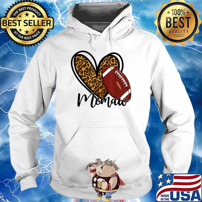 Leopard Football Love Heart Memaw Football Season T-Shirt Hoodie