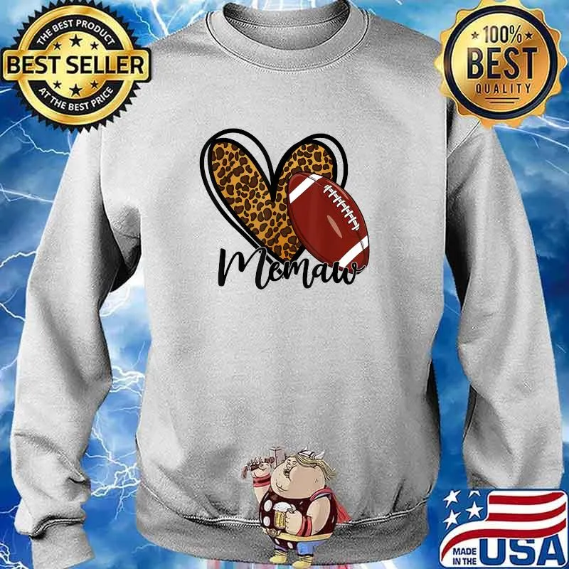 Leopard Football Love Heart Memaw Football Season T-Shirt Sweater