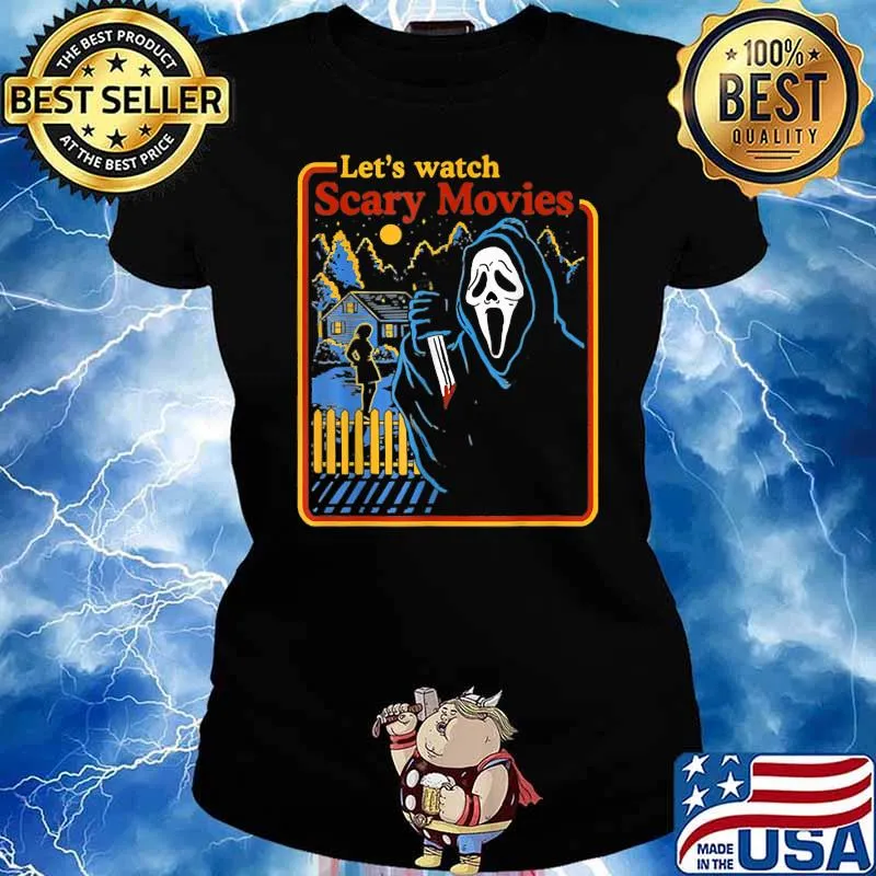Lets Watch Scary Movies Scream Horror T-Shirt Ladies tee