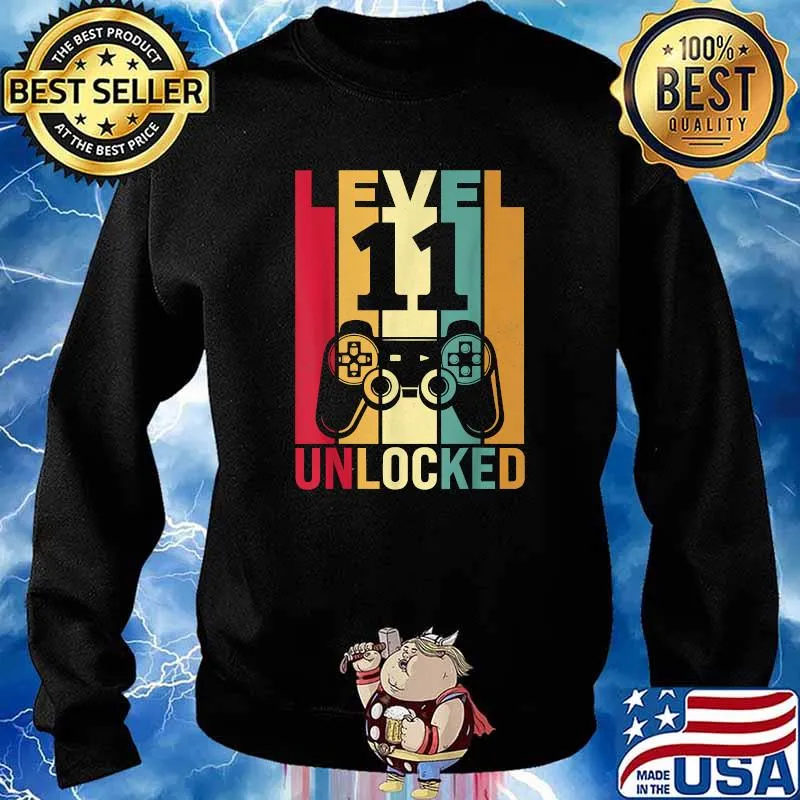 Level 11 Unlocked Video Game 11th Years Old Birthday Vintage T-Shirt Sweater