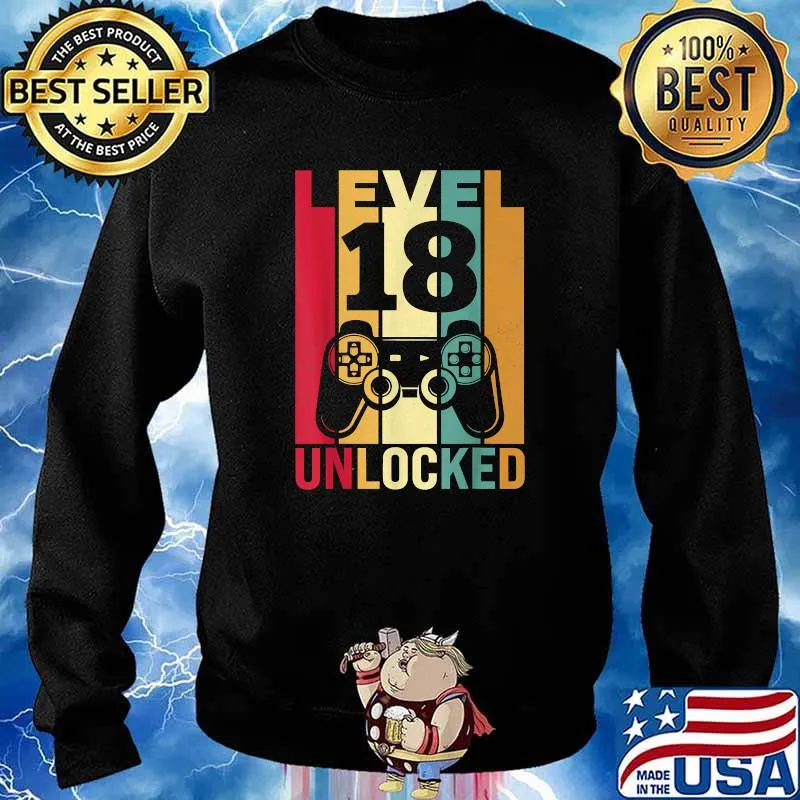 Level 18 Unlocked 18 Birthday Video game Vintage T-Shirt Sweater