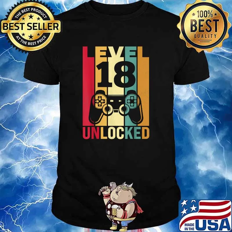 Level 18 Unlocked 18 Birthday Video game Vintage T-Shirt