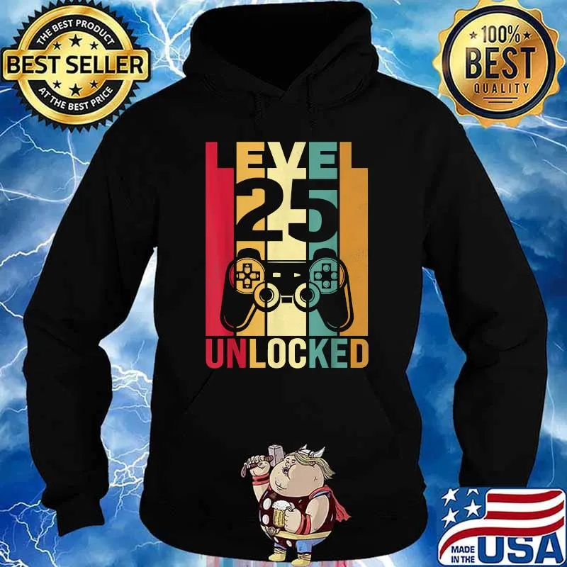 Level 25 Unlocked Birthday Vintage T-Shirt Hoodie