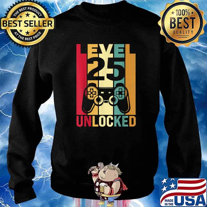 Level 25 Unlocked Birthday Vintage T-Shirt Sweater