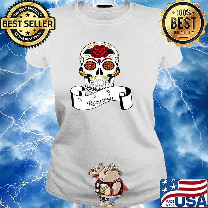 Los Muertos Day of the Dead Halloween Skull Rose T-Shirt Ladies tee