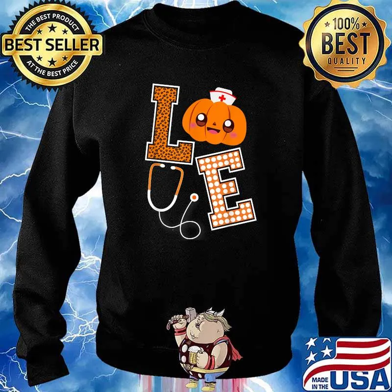 Love Nurse Halloween Pumpkin Fall Nurses costume T-Shirt Sweater