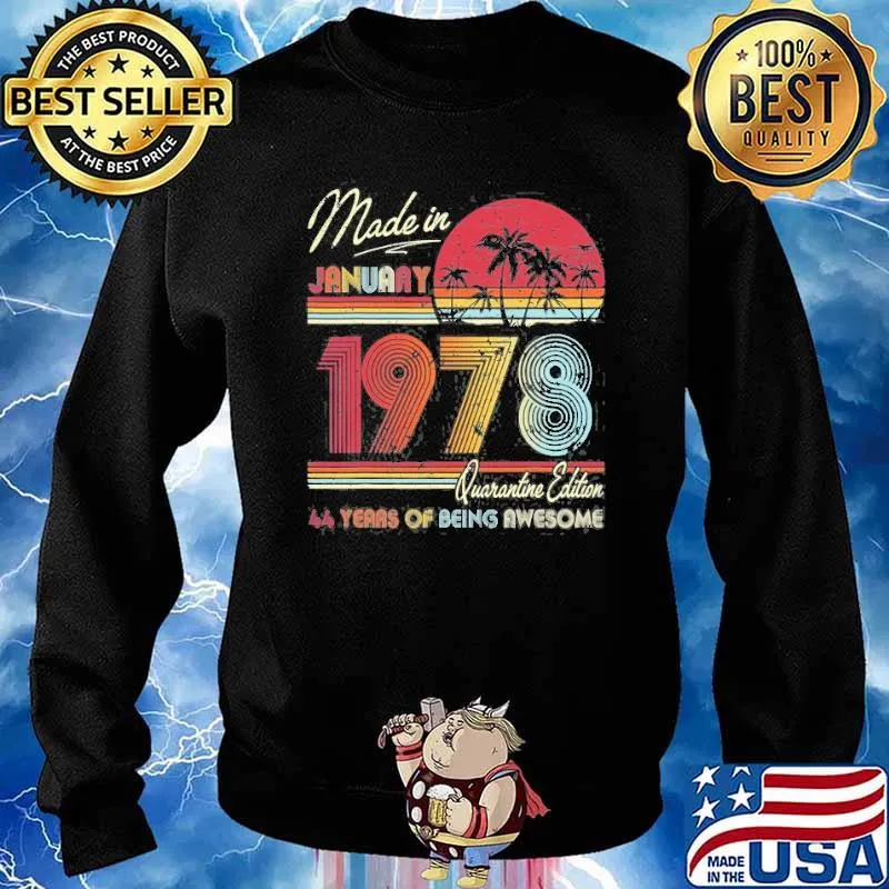 Made in january 1978 quarantine edition 44 years of being awesome vintage s Sweater