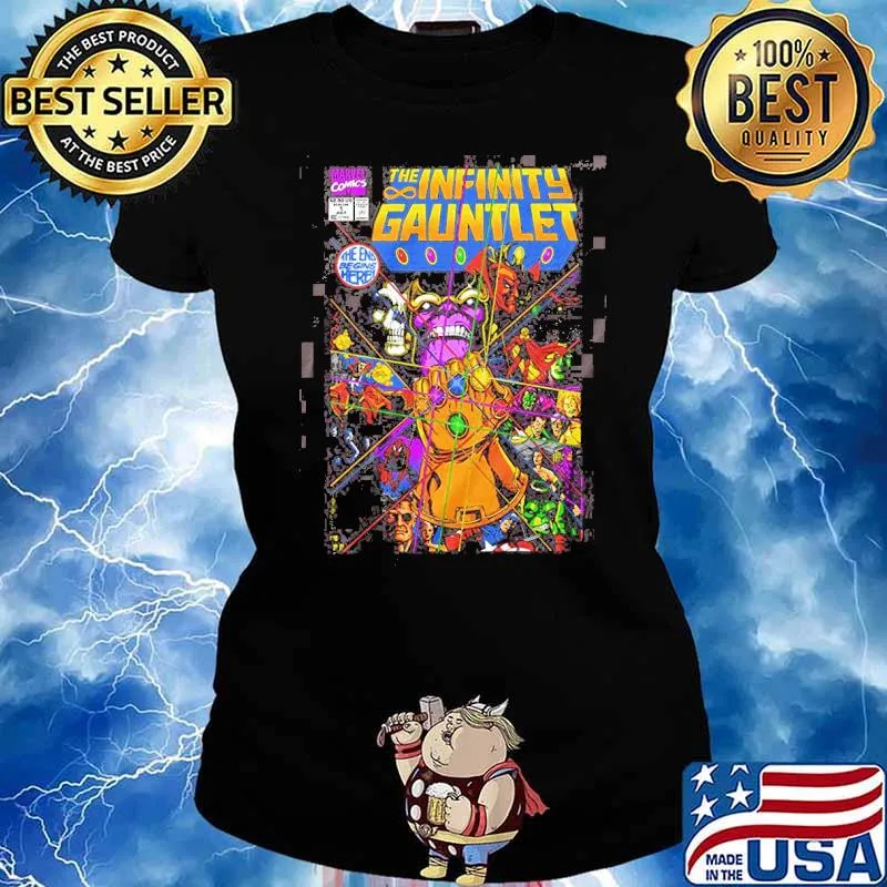 Marvel Thanos Avengers Infinity Gauntlet Hulk Spider-Man Iron Man Strange Adult Ladies tee