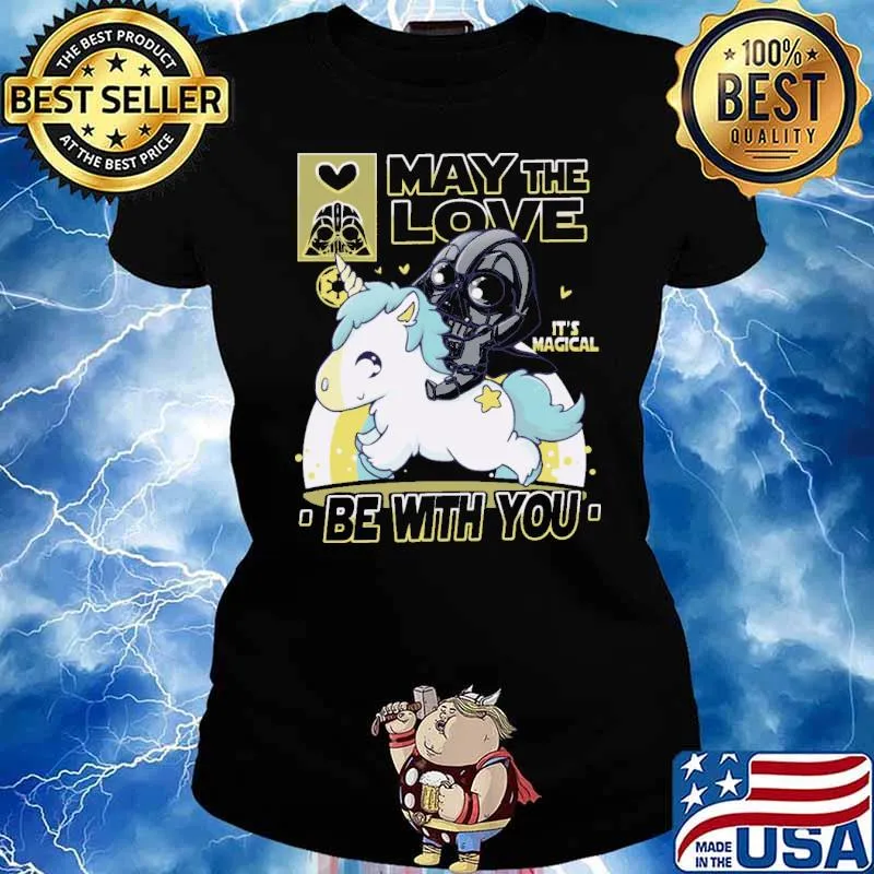 May the love its magical be with you unicorn darth vader s Ladies tee
