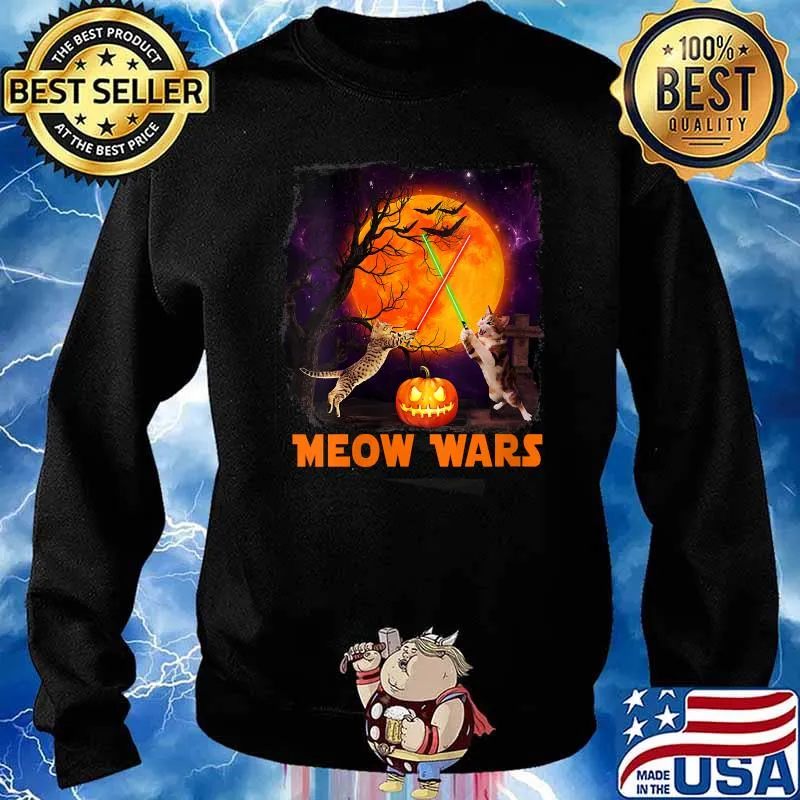 Meow Wars Kitty Halloween Cat T-Shirt Sweater