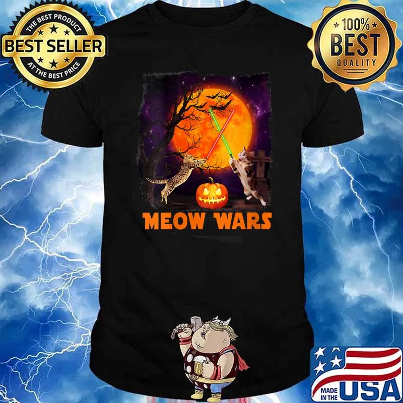 Meow Wars Kitty Halloween Cat T-Shirt