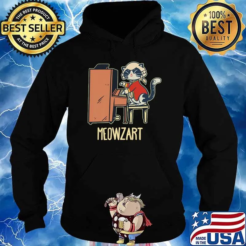 Meowzart A Cute Cat playing the piano T-Shirt Hoodie