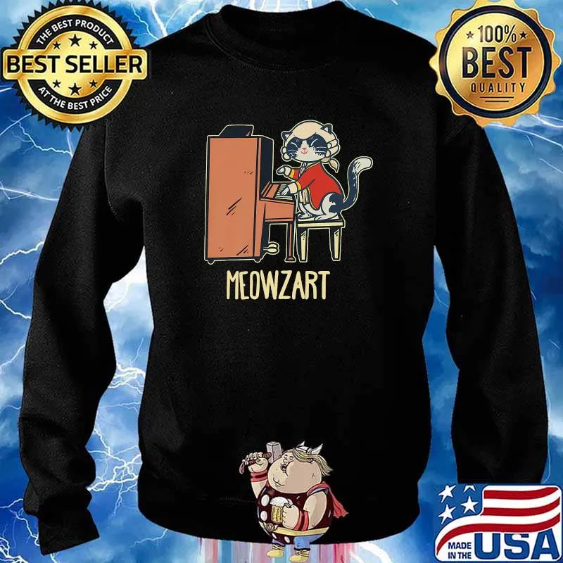 Meowzart A Cute Cat playing the piano T-Shirt Sweater