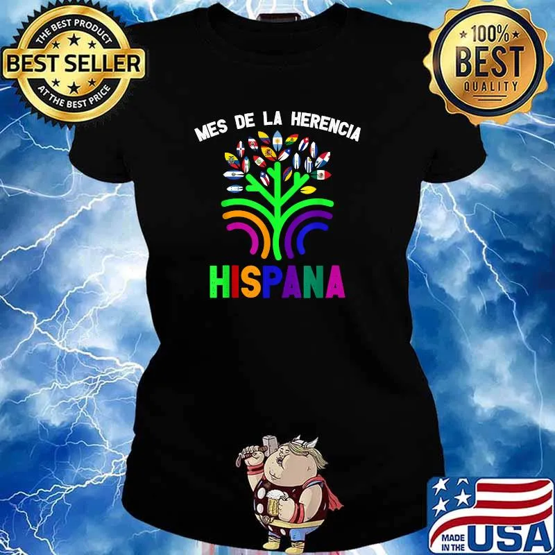 Mes De La Herencia National Hispanic Heritage Month Flags T-Shirt Ladies tee