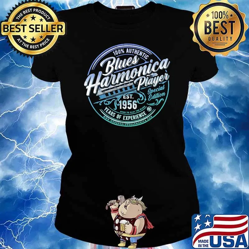 Modern Blues Harmonica Player Born In 1956 Official MBH T-Shirt Ladies tee