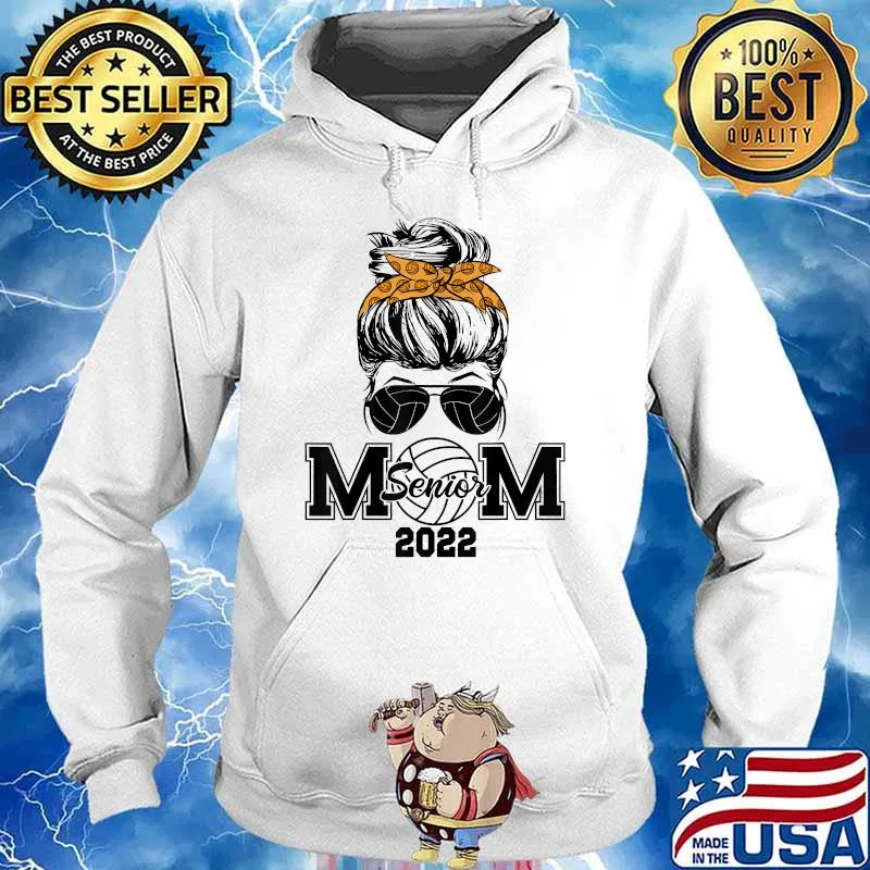 Mom 2022 Volleyball Messy bun T-Shirt Hoodie