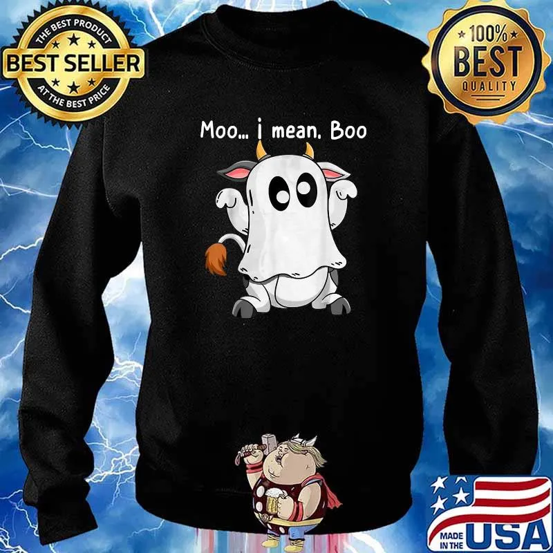 Moo I Mean Boo Ghost Cow T-s Sweater