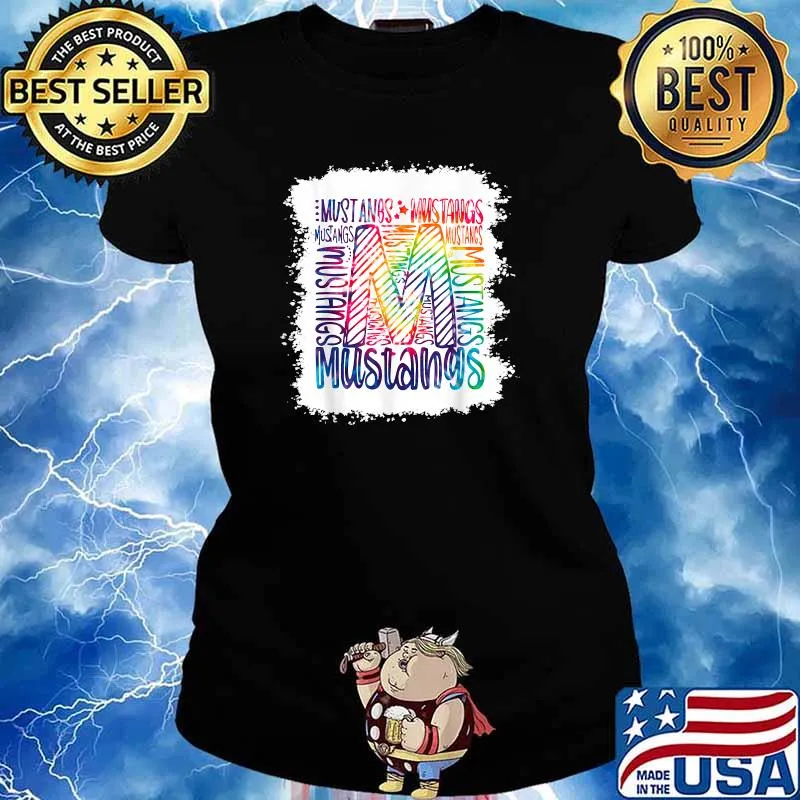 Mustangs Team Pride School Spirits Sports tie Dye T-Shirt Ladies tee