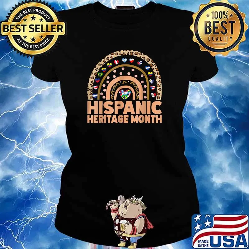 National Hispanic Heritage month Rainbow All Countries Flags T-Shirt Ladies tee
