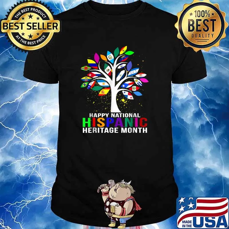National Hispanic Heritage Month Tree Roots Latina Flag T-Shirt