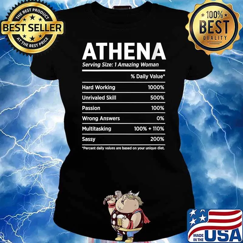 Nice athena Name Tag Percent Daily Values Are based On Your Unique Diet T-Shirt Ladies tee